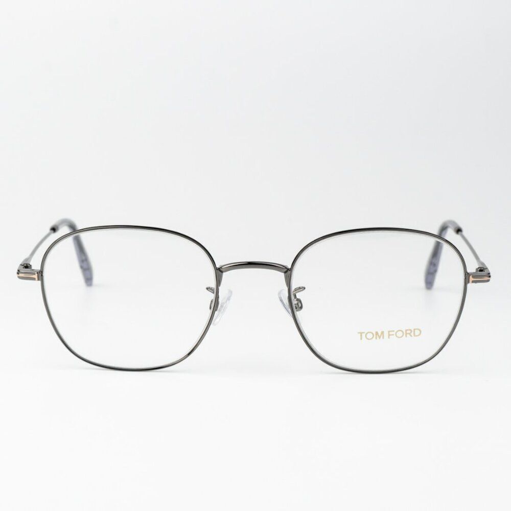 Tom Ford Women Eyeglasses Shiny Gunmetal Blue Block Round FT5790-K/O 008